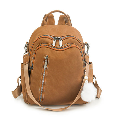 Stylish Multi-Pocket Faux Leather Backpack Acalora