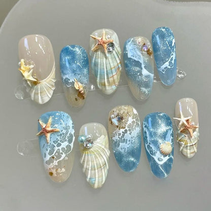 Nail art set with floral patterns and ombre effects Acalora