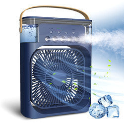 Unisex nano portable air cooler and fan with water tank and mist function as well as leather carrying handle Brehn
