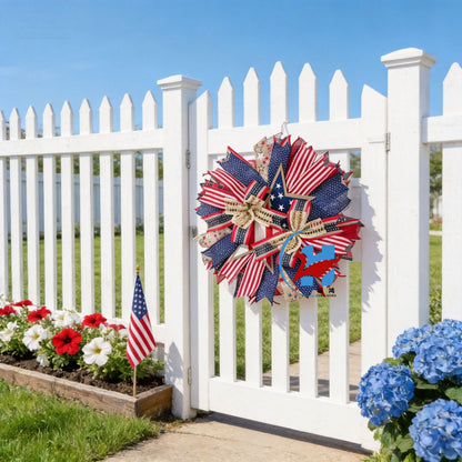 Unisex nan more patriotic door wreath in star design made of wood and jute ribbons Kalsten