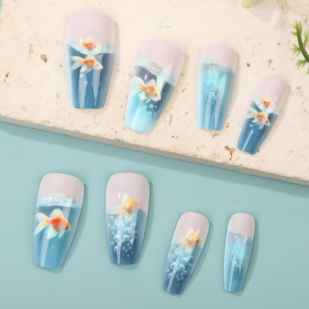 Creative artificial nails with underwater motif Acalora