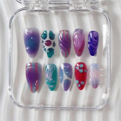 Artistic Cartoon-Themed Press-On Nail Art Set Acalora