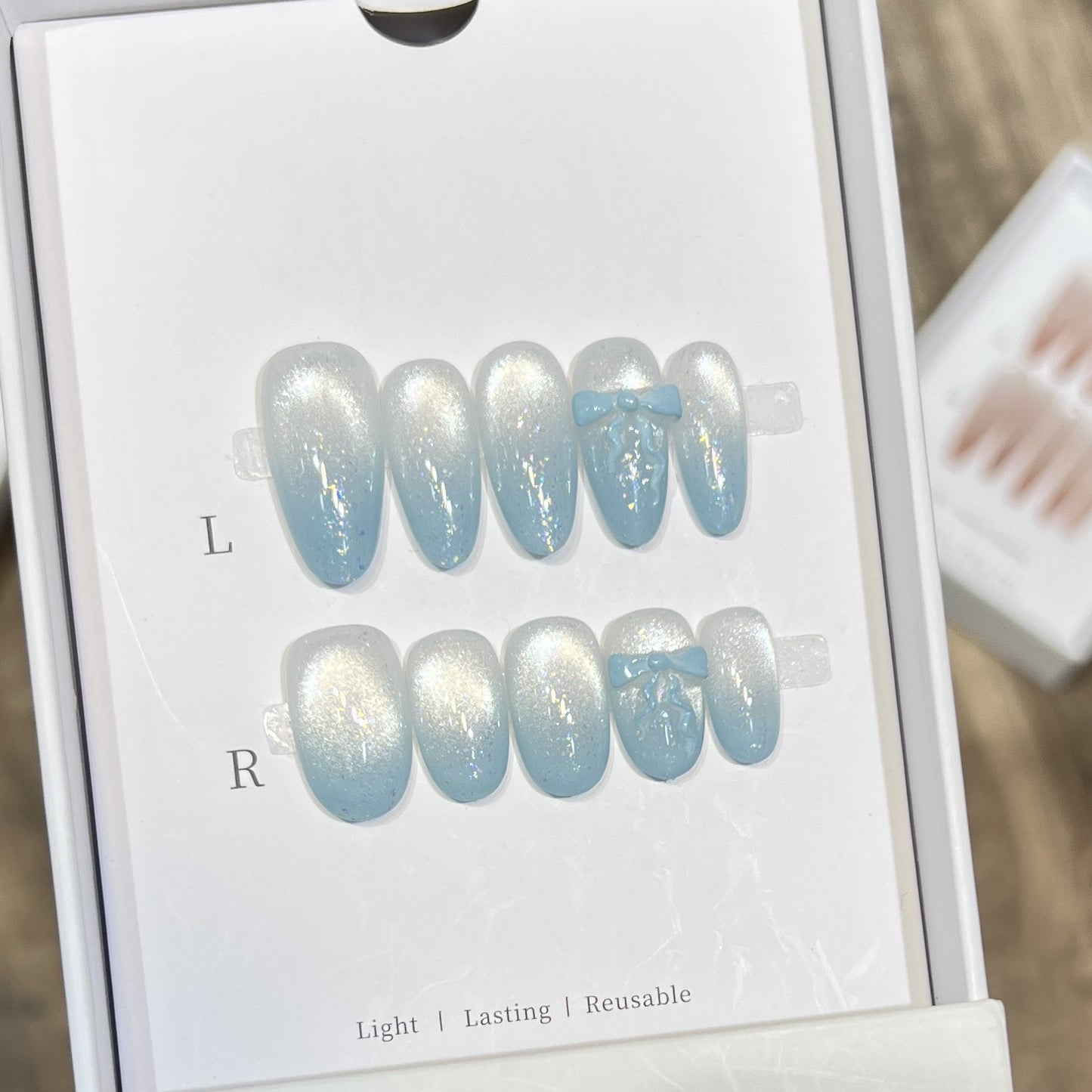 Sparkling Press-On Nail Art Set with Bow Accents Acalora