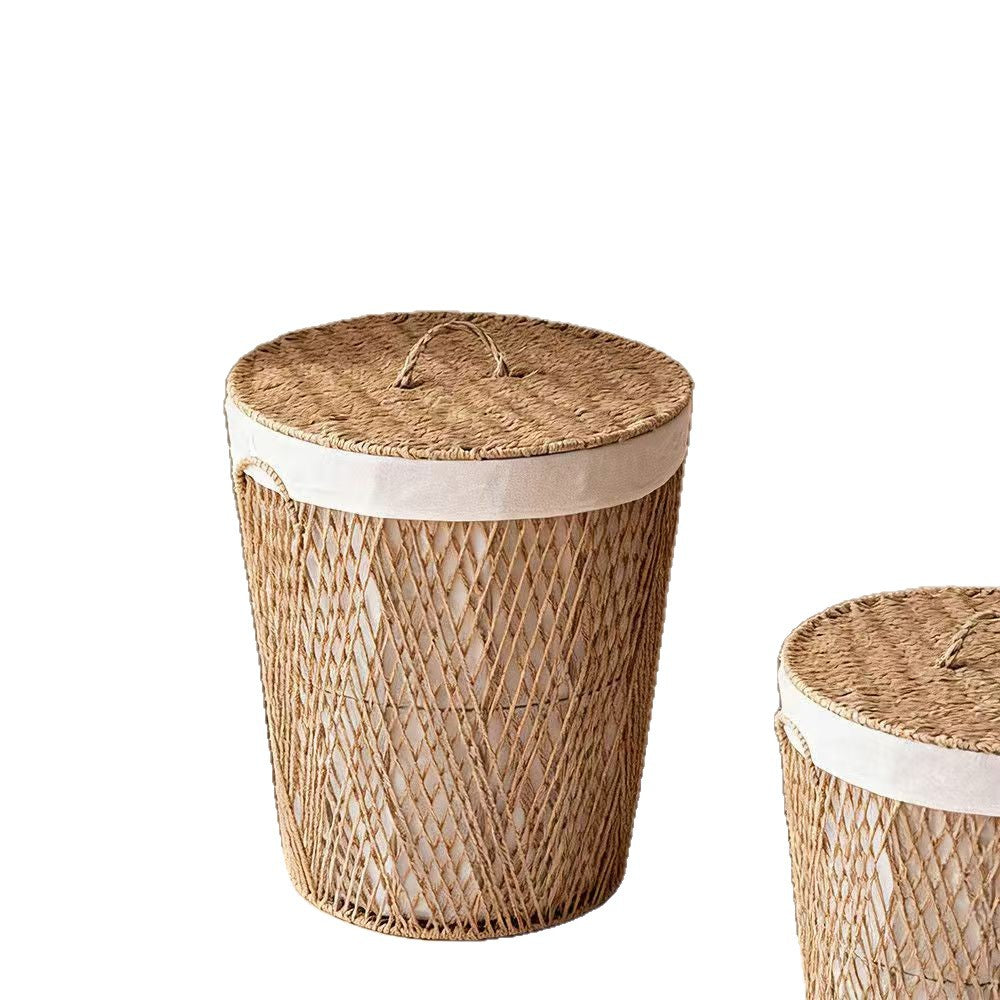 Natural fiber laundry basket with lid Acalora