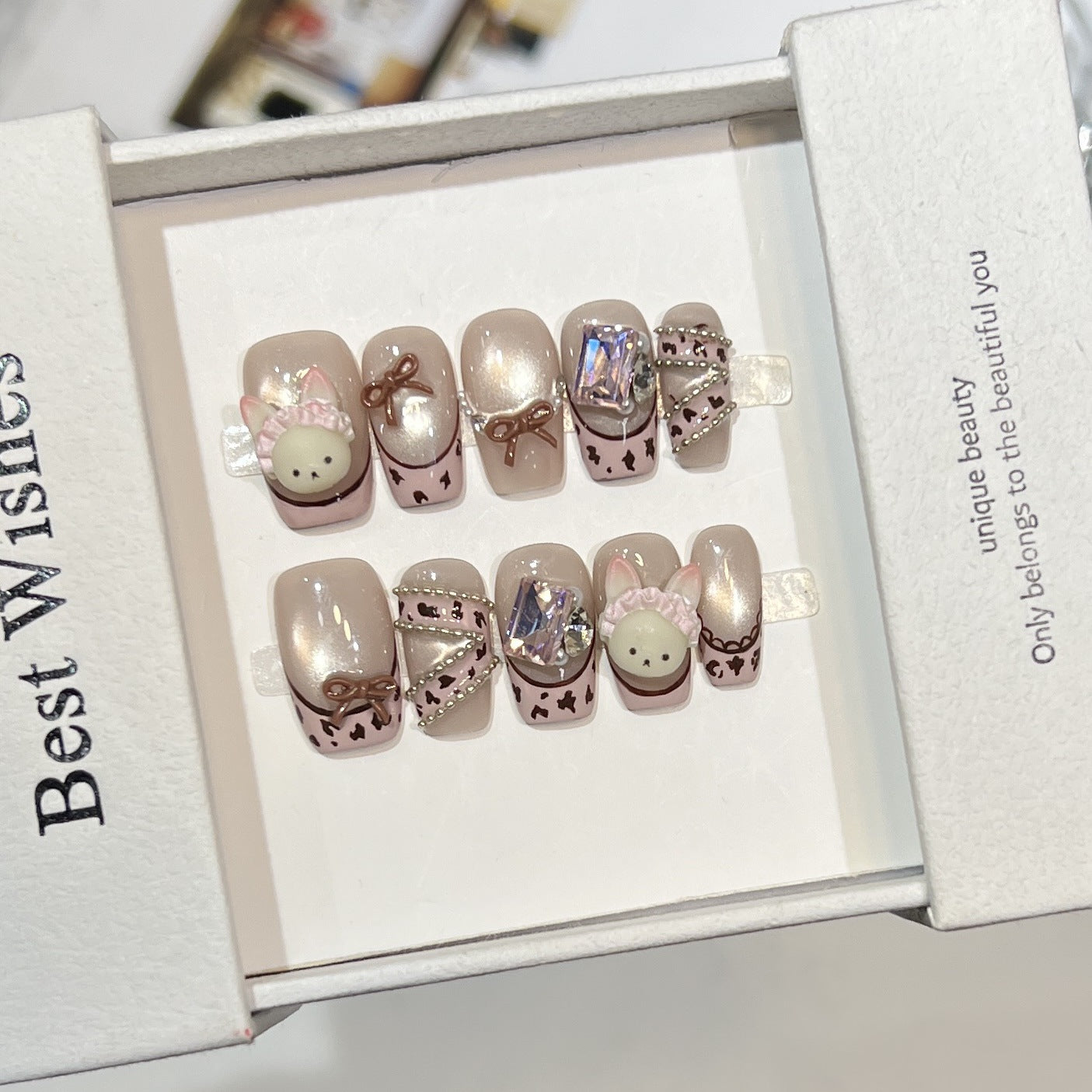 Whimsical Animal-Themed Press-On Nail Set Acalora