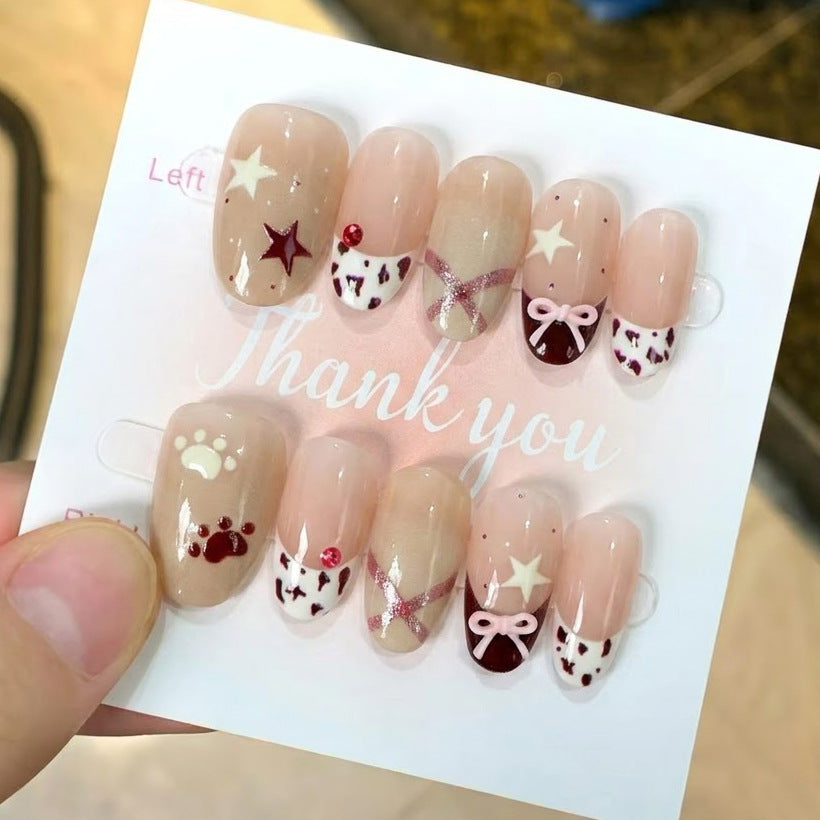 Thematic Press-On Nail Art Set with Charming Designs Acalora