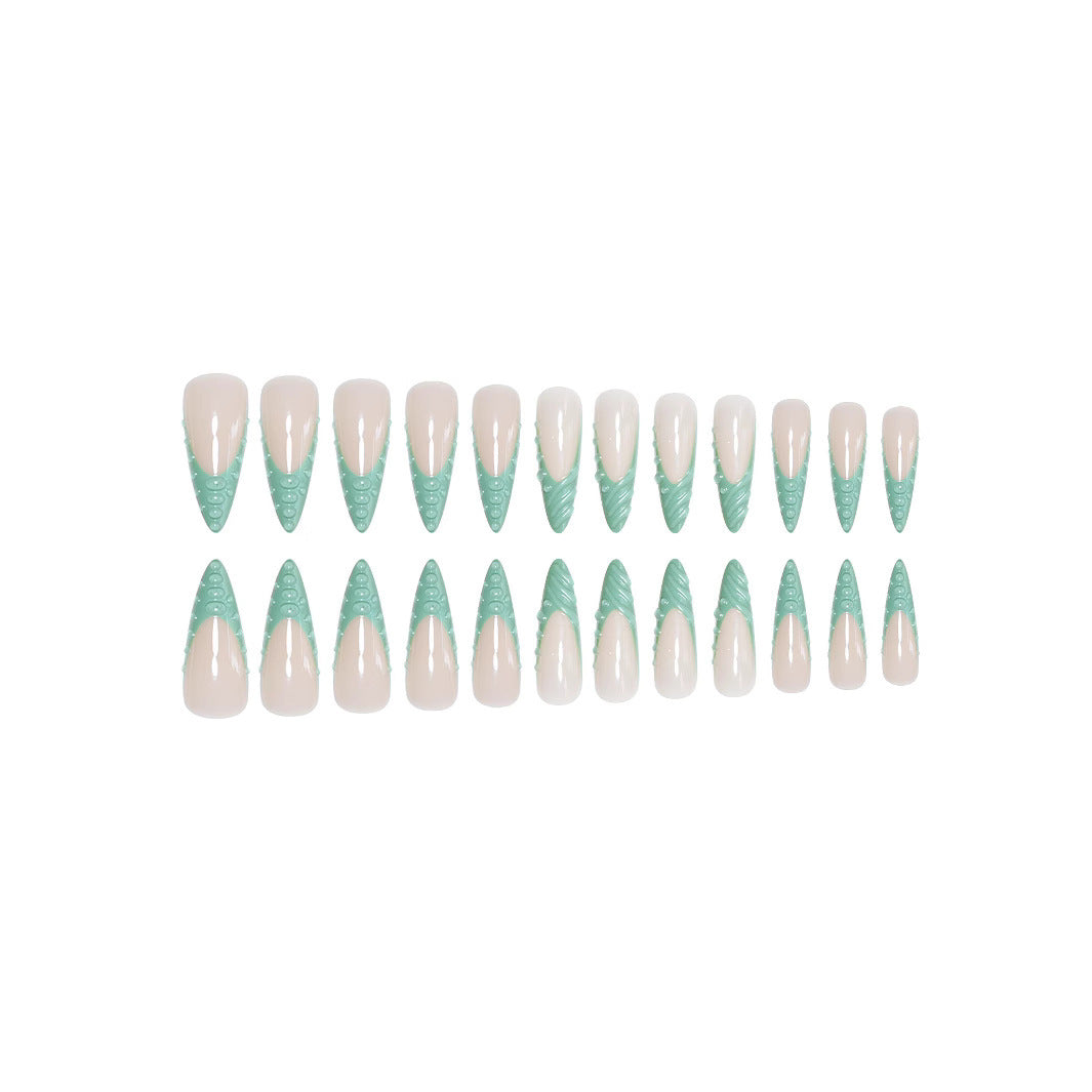 Extravagant Stiletto Press-On Nails with Artistic Shell Design Acalora