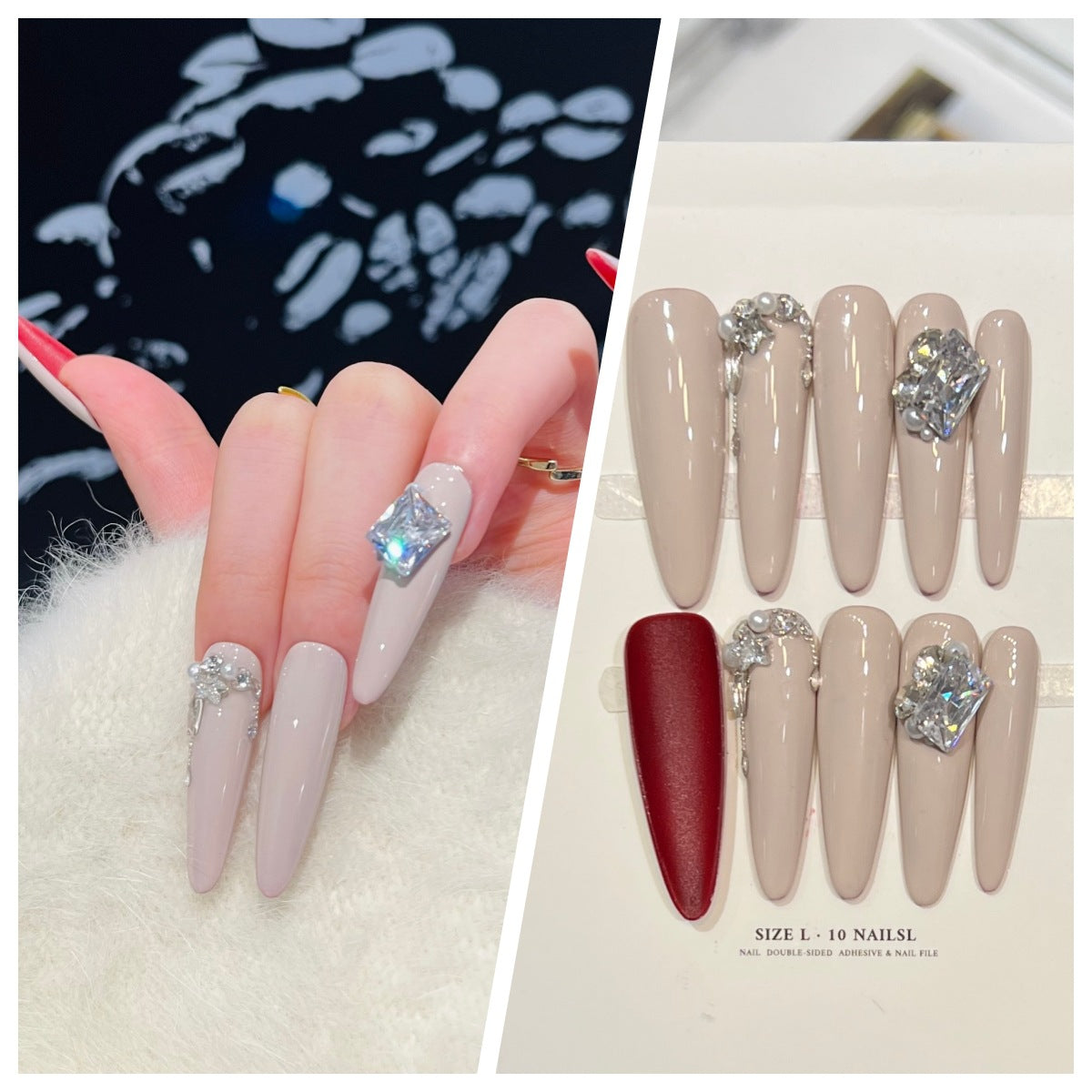 Artistic Stiletto Press-On Nail Set with Charming Patterns Acalora