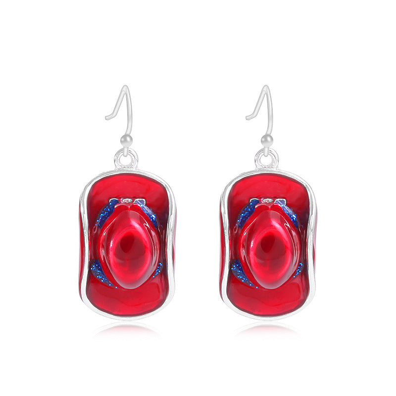 Women's lightweight star earrings with enamel flag design and fishhook Kalsten