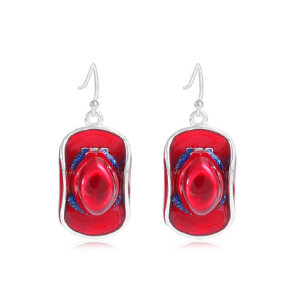 Women's lightweight star earrings with enamel flag design and fishhook Kalsten