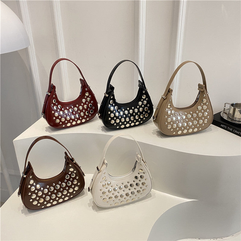 Studded Leather Hobo Bag Acalora