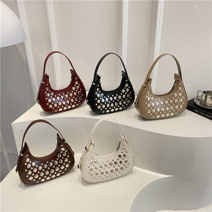 Studded Leather Hobo Bag Acalora