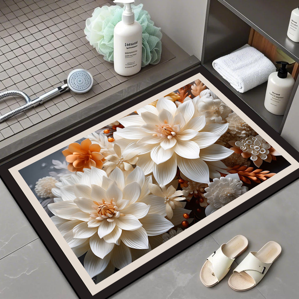 Floral Patterned Comfort Bath Mat Acalora