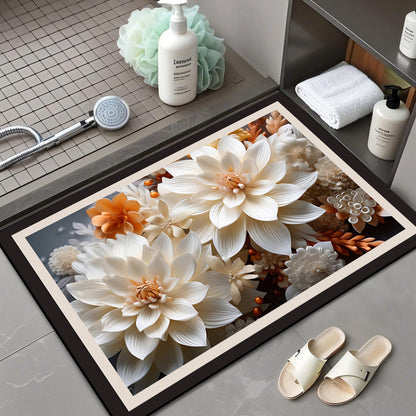 Floral Patterned Comfort Bath Mat Acalora