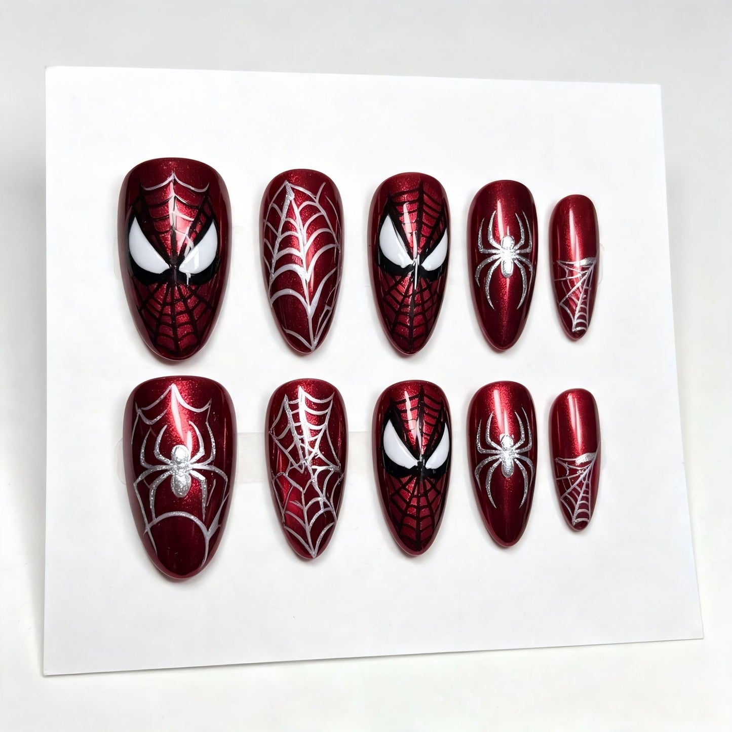 Themed Press-On Nail Set with Spider-Man Design Acalora