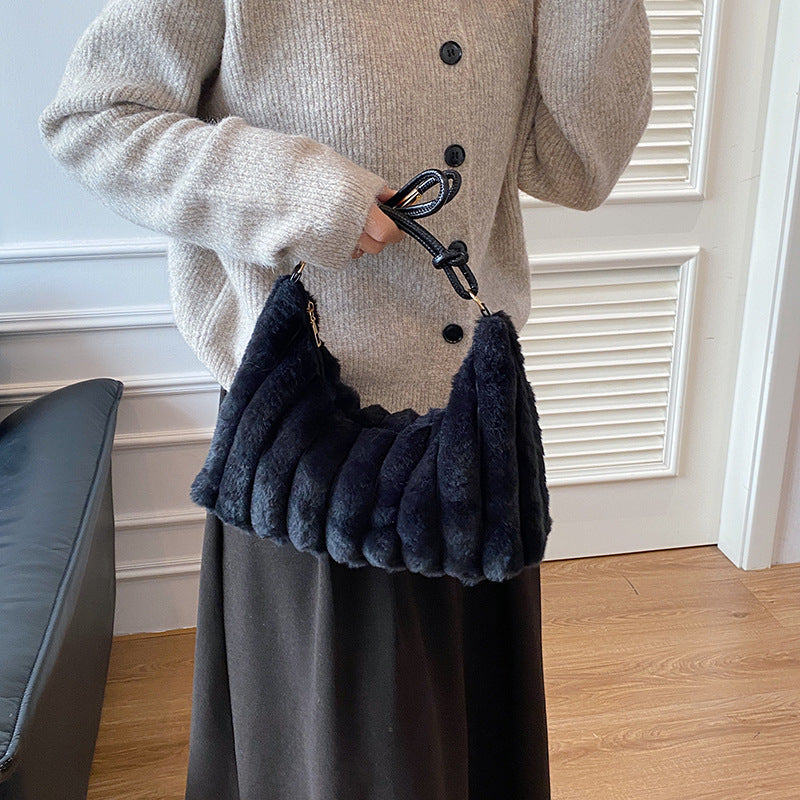 Luxurious Faux Fur Hobo Bag Acalora