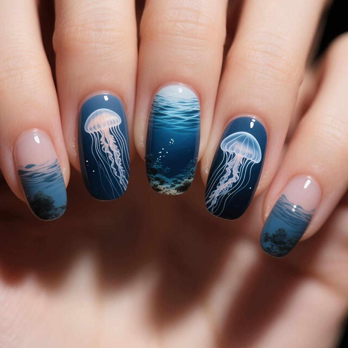 Underwater Jellyfish Nail Art Acalora