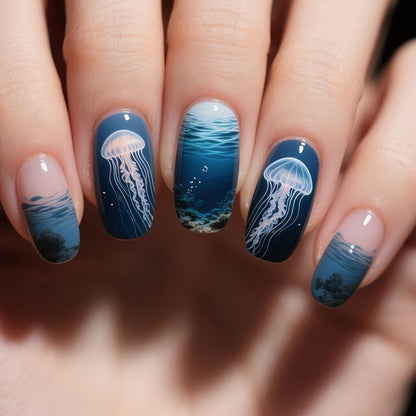 Underwater Jellyfish Nail Art Acalora