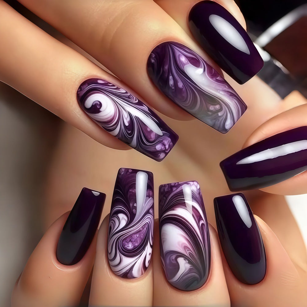 Artificial nails in modern marble design Acalora