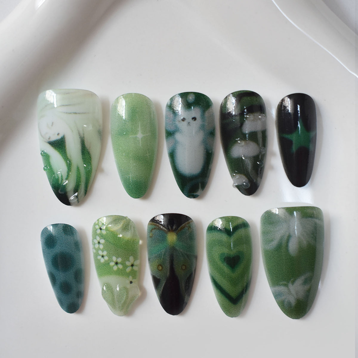 Artistic 3D Sea-Inspired Press-On Nail Art Acalora