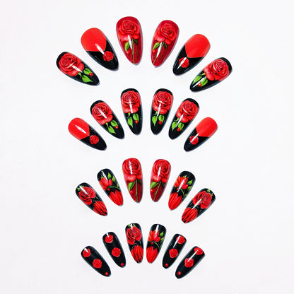 Floral Rose-Inspired Nail Art Acalora