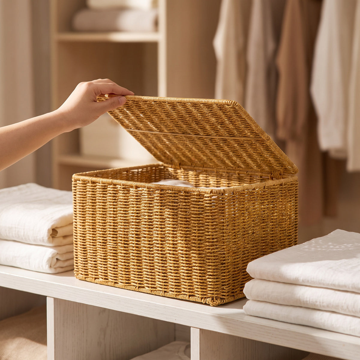 Woven Storage Chest with Lid Acalora