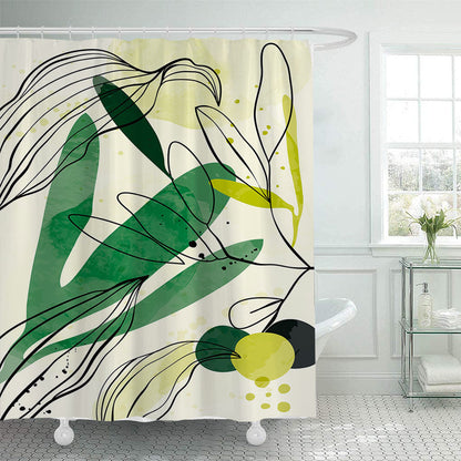 Abstract Botanical Print Shower Curtain