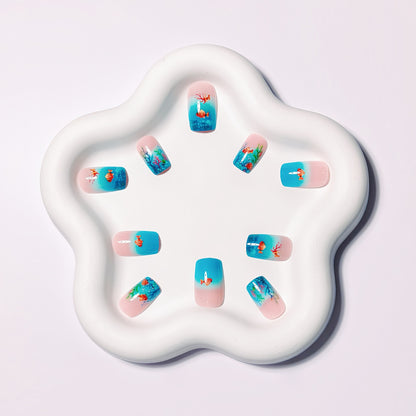 Ocean-Themed Artistic Nail Art Acalora