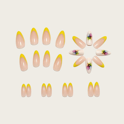 Artificial nails with colorful floral designs and striking color accents Acalora