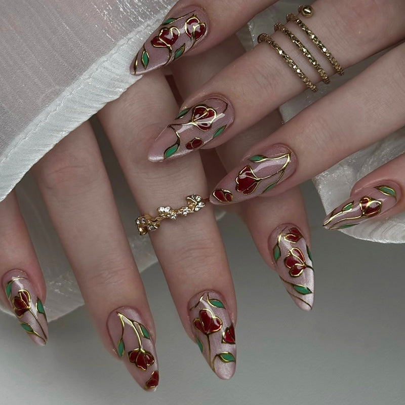 Floral Design Press-On Nails Acalora