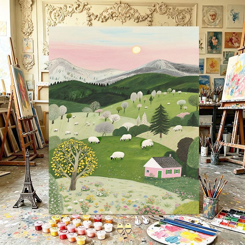 Scenic Mountain Landscape Canvas Art Print