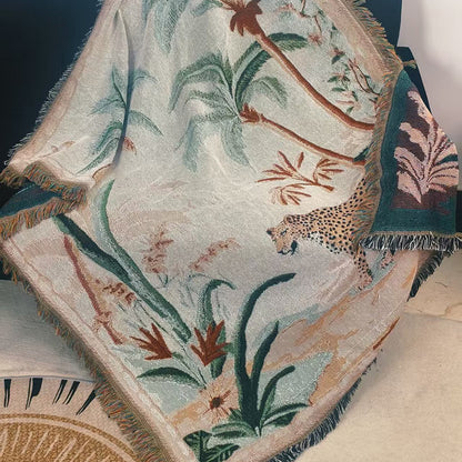 Tropical Wildlife Pattern Throw Blanket