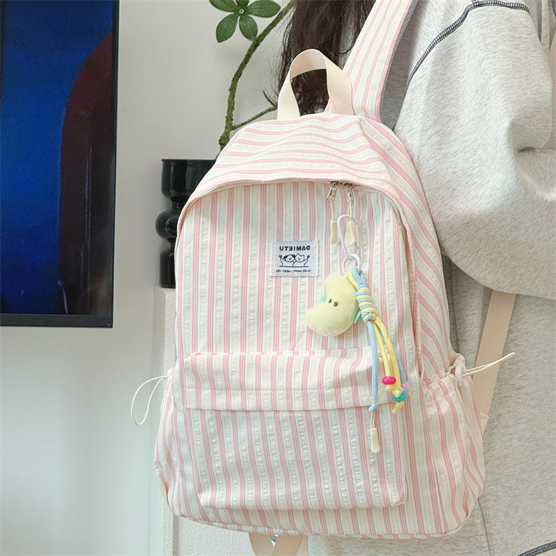 Striped Casual Backpack Bowlift