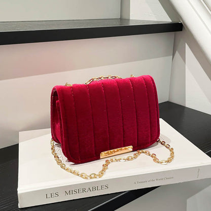 Elegant Quilted Velvet Crossbody Bag Acalora