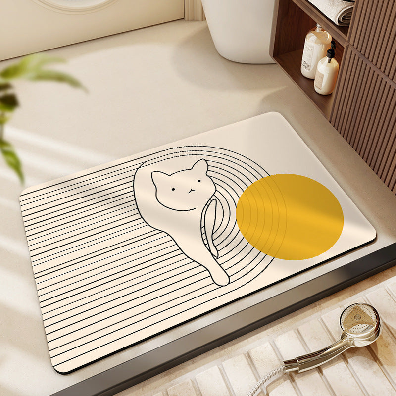 Artistic Cat-Themed Bath Mat Acalora