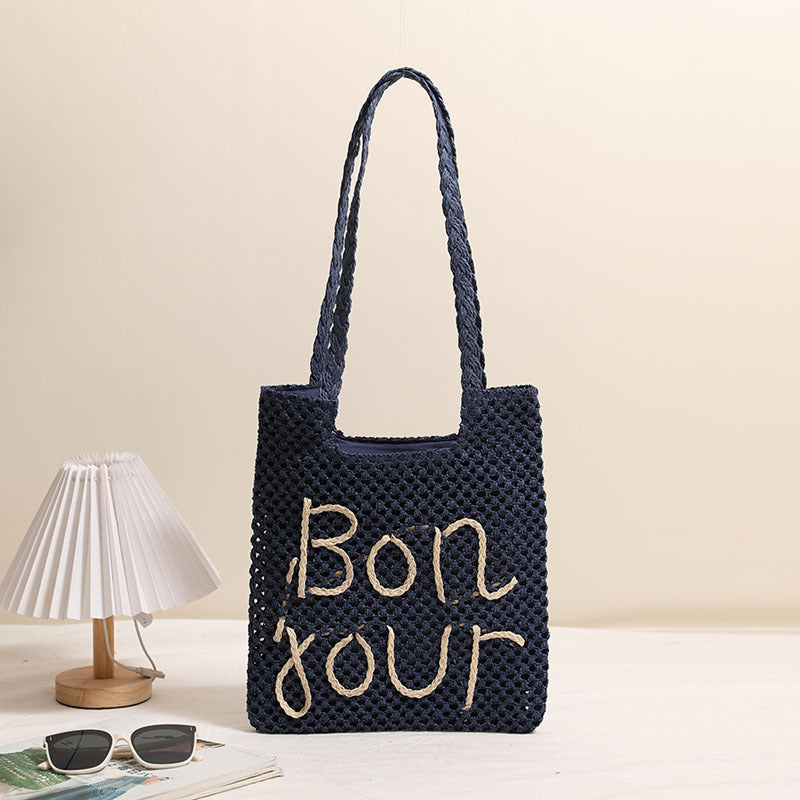 Women's Handmade Basket Bag with Fancy Lettering Karnz