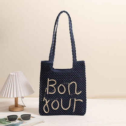 Women's Handmade Basket Bag with Fancy Lettering Karnz