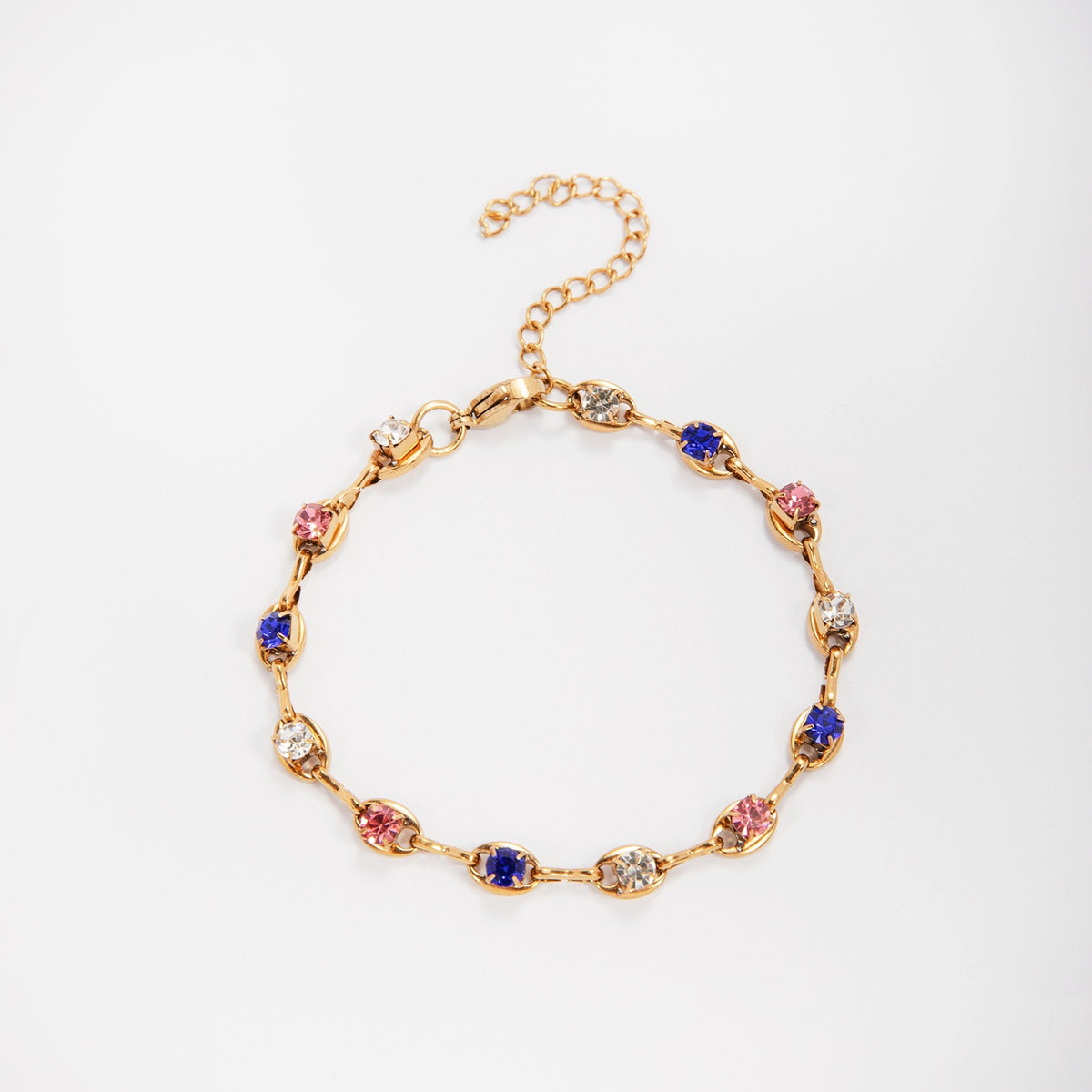 Elegant Gemstone Accent Link Bracelet Acalora