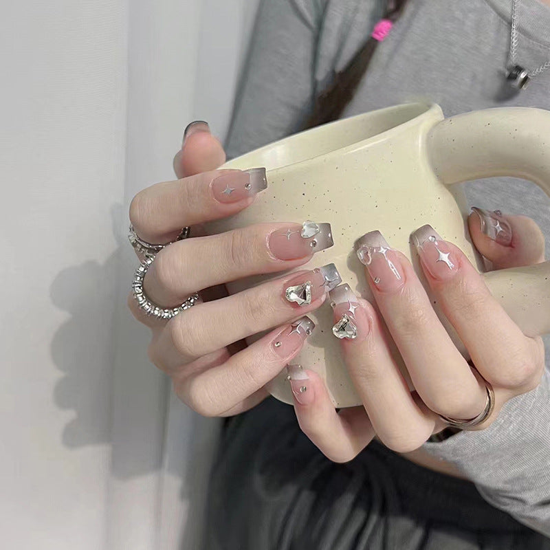 Acrylic nail set with sparkling crystal decorations Acalora