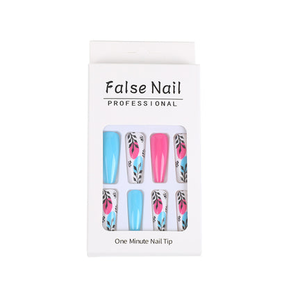 Artificial nails with floral design and creative accents Acalora