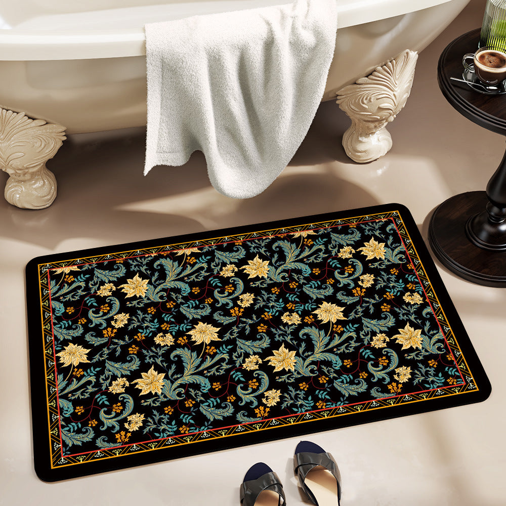 Vintage Floral Pattern Bath Mat Acalora