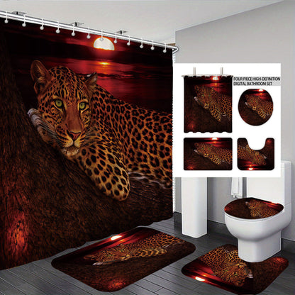 High-Definition Leopard-Themed Four-Piece Bathroom Set