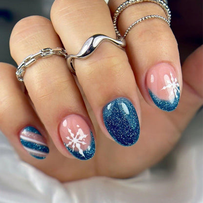 Artificial Nail Set with Glittering Winter Motifs Acalora