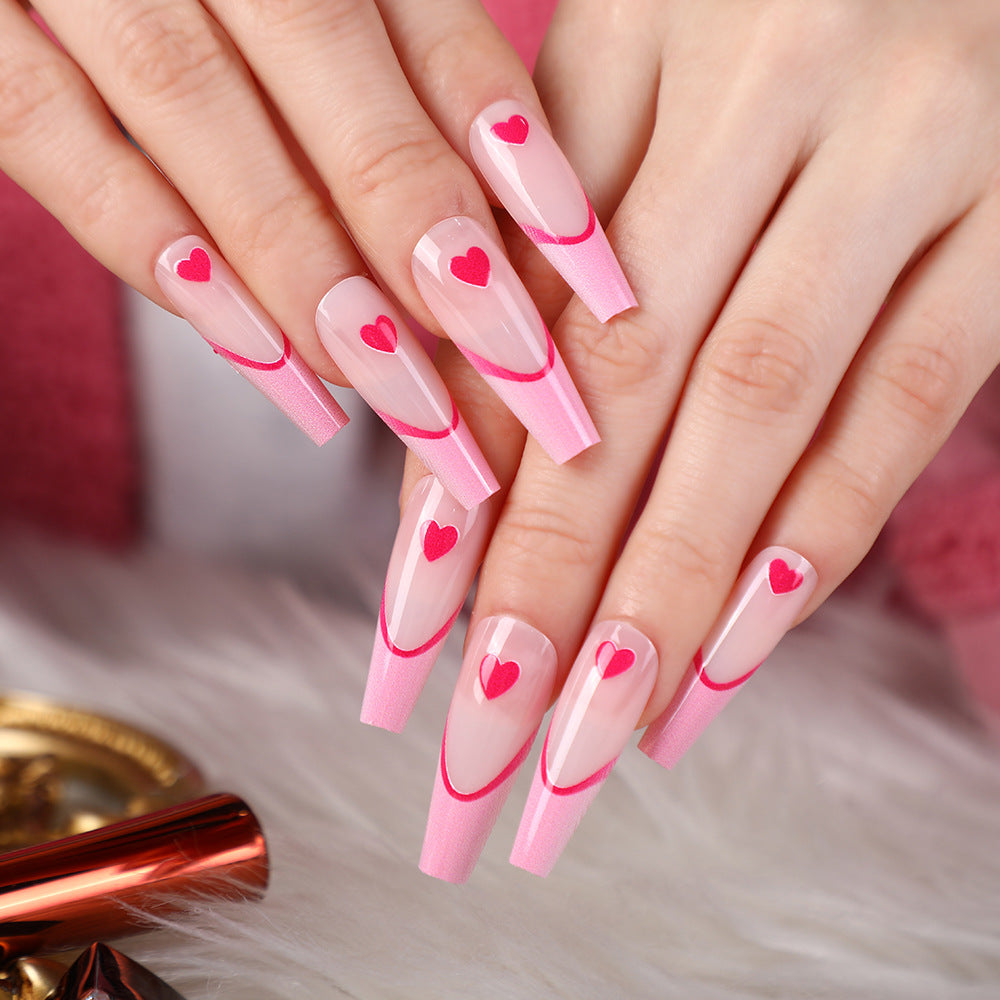 Artificial nails with romantic heart design Acalora