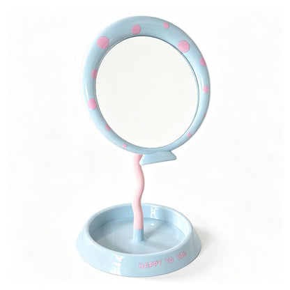Whimsical Polka Dot Handheld Makeup Mirror