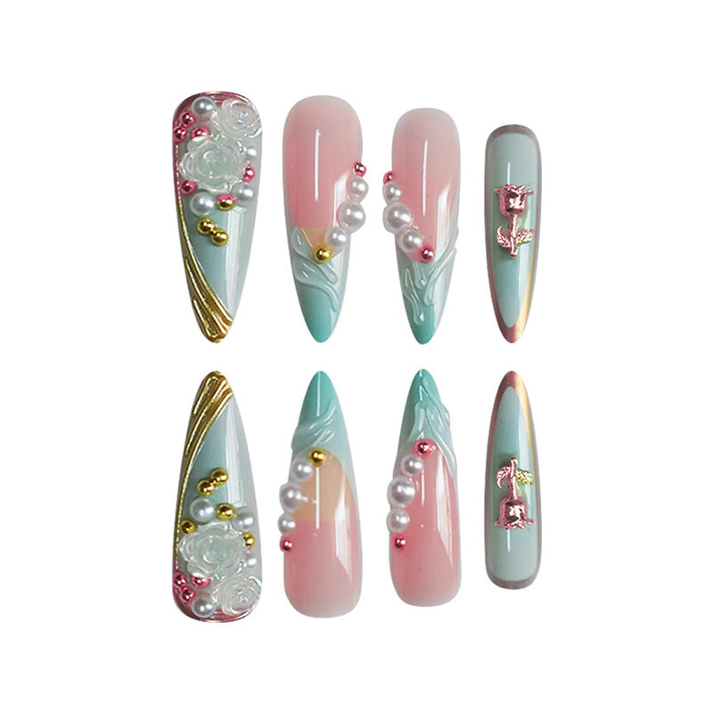 Decorative Long Stiletto Press-On Nail Art Acalora