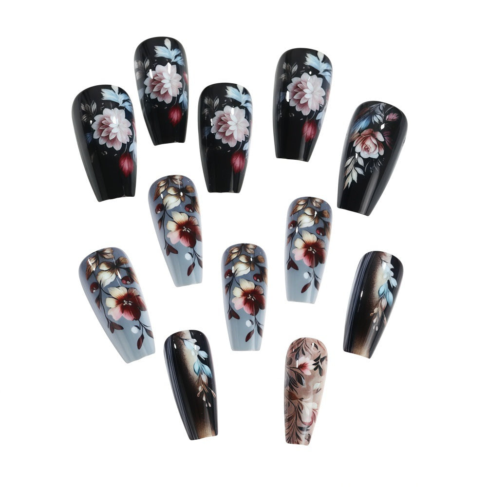 Artificial nails with floral design and luxurious finish Acalora