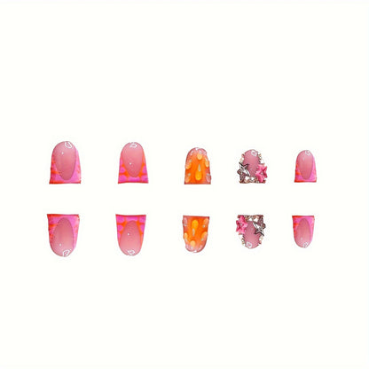 Artistic Press-On Nail Extensions with Summer Theme Acalora
