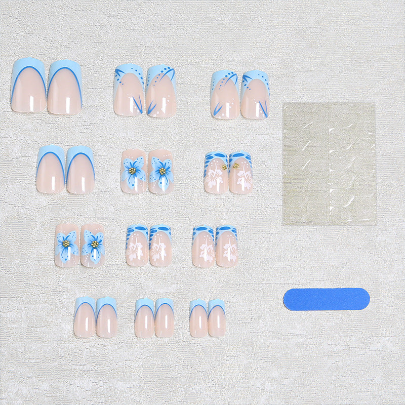 Acrylic nail set with exquisite floral and glitter accents Acalora