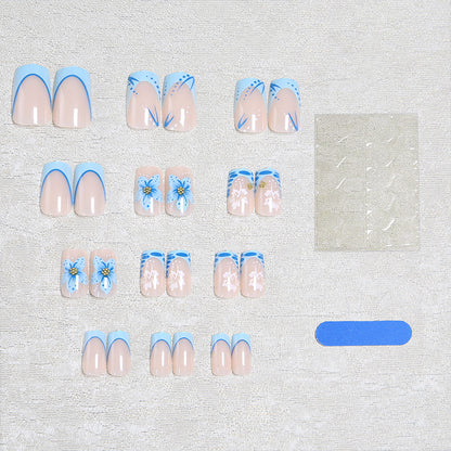 Acrylic nail set with exquisite floral and glitter accents Acalora